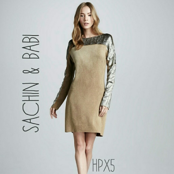 CLOSET CLOSING! Sueded Silk Blend & Metallic Dress