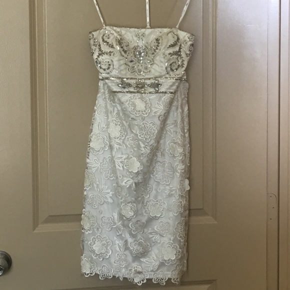 Sue Wong embellished floral appliqué dress