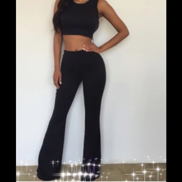 Jumpsuit Black Bodysuits Crop Top Sport stuff