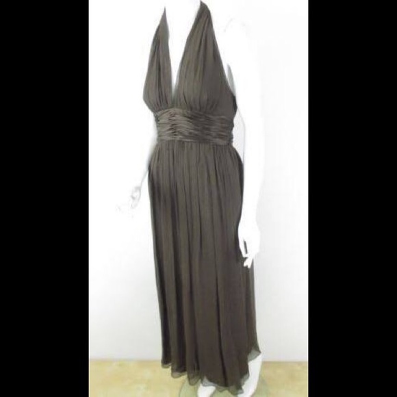 Brown Maggy London Silk Chiffon Dress