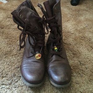 Brown half calf boots