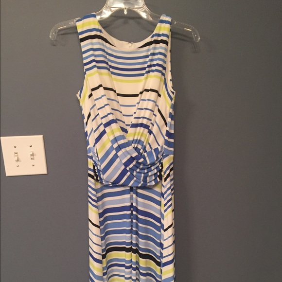 Sold!! Sangria Blue and white striped midi dress - Picture 2 of 2