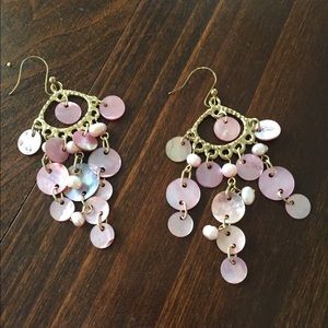 Boutique pink and gold chandelier earrings