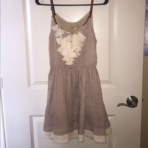 Tan Altar'd state dress with ruffles