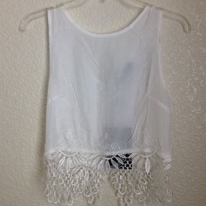 Premium Lace Crop Top - White