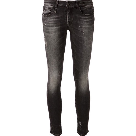 R13 Low Rise Black Distressed Skinny Jeans Size 27 - Picture 1 of 4