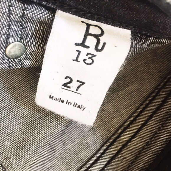 R13 Low Rise Black Distressed Skinny Jeans Size 27 - Picture 4 of 4