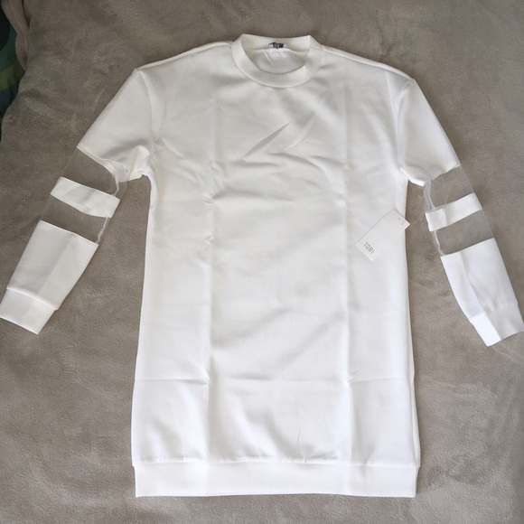 Sweatshirt Dress with Mesh Detailing
