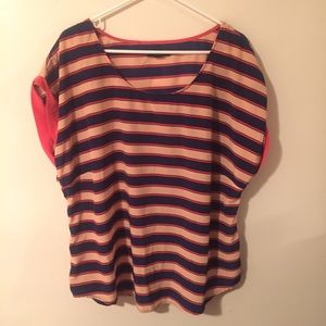 Navy Peach Blouse