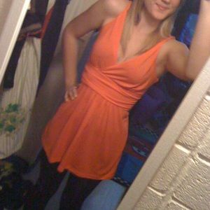 Orange baby doll spaghetti strap