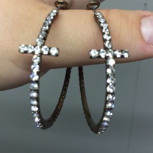 Cross Hoop Earrings