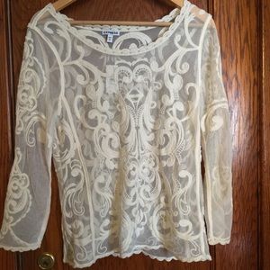 Embroidered lace top