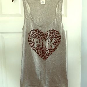 PINK Grey Razor Back Tank