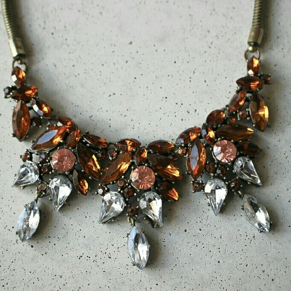 Maroon and pink crystal drop necklace
