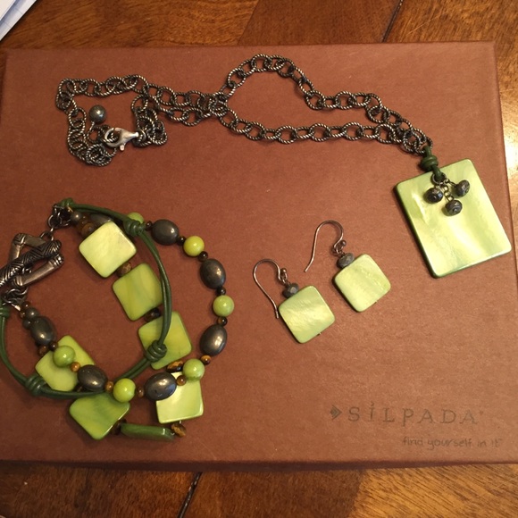 Retired Silpada green jewelry set