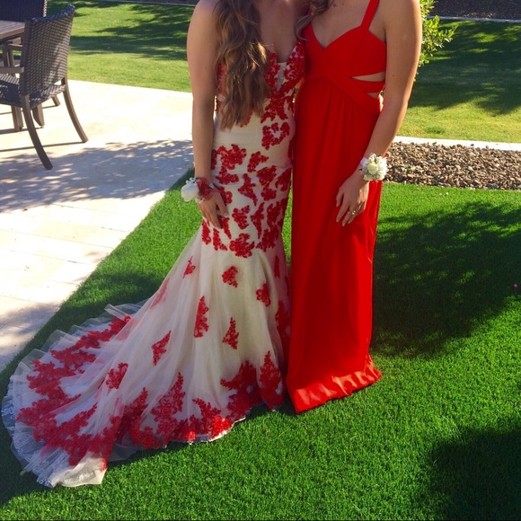 Beautiful red prom dress with a train! - Picture 2 of 7