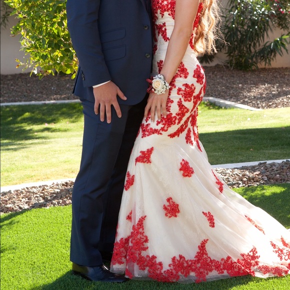 Beautiful red prom dress with a train! - Picture 3 of 7