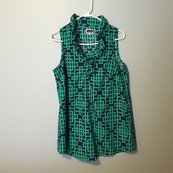 Mudpie sleeveless ruffle collar blouse