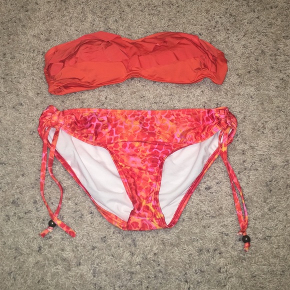 S top M bottoms || Orange strapless bikini