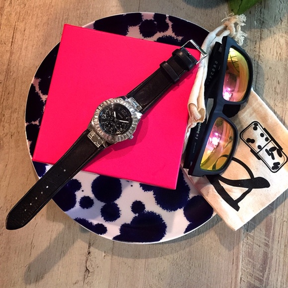 guess leather & rhinestone watch
