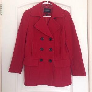 Banana Republic red wool pea coat