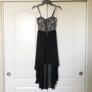 NWT Zipper Front High-Low Homecoming Dress in Black