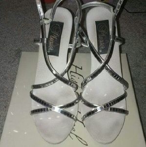 Silver mirror strap heels