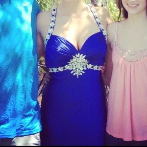 Blue silk-feeling prom dress