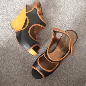 Sam Edelman wood & leather wedges
