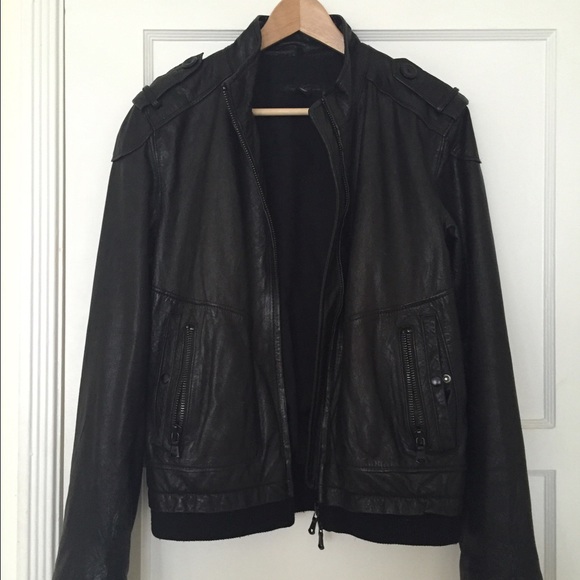 Kenneth Cole leather bomber jacket.