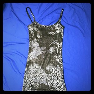 BKE Black And Silver Spaghetti Strip Top