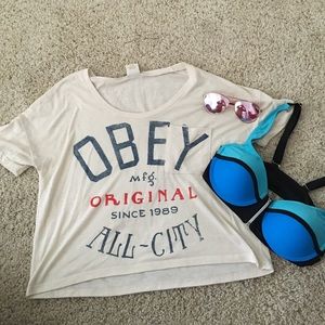 Obey shirt with swim suit top!