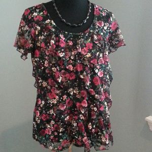 Notations Floral Tiered Blouse