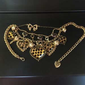 Betsey Johnson polka dot love heart necklace