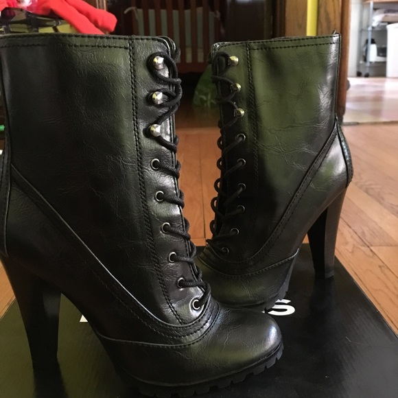 Black staple booties