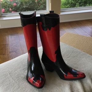 Cowgirl style rubber boots