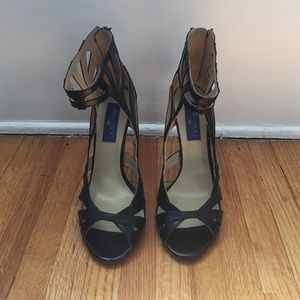 Jimmy Choo for H&M black leather heels with zipper