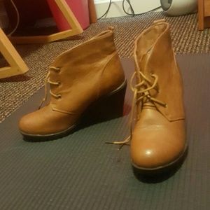 Lace up Brown Wedge Booties