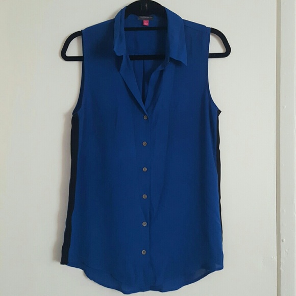 Royal blue Vince Camuto sleeveless button down