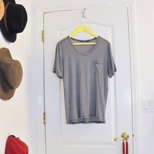 stripe oversized short sleeve pocket tee