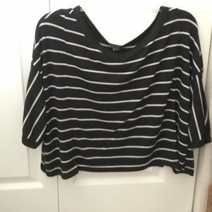 Black and white striped crop top flowy gray