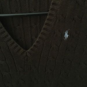 Brown v-neck sweater