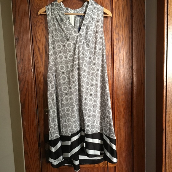 Long black and white,  detailed dress