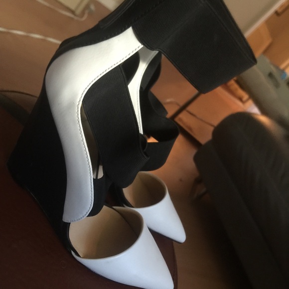 White and black Stiletto Wedge