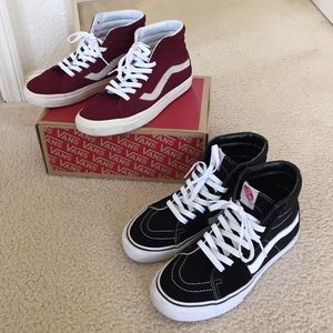 Burgundy and Black & White Sk8 Hi's