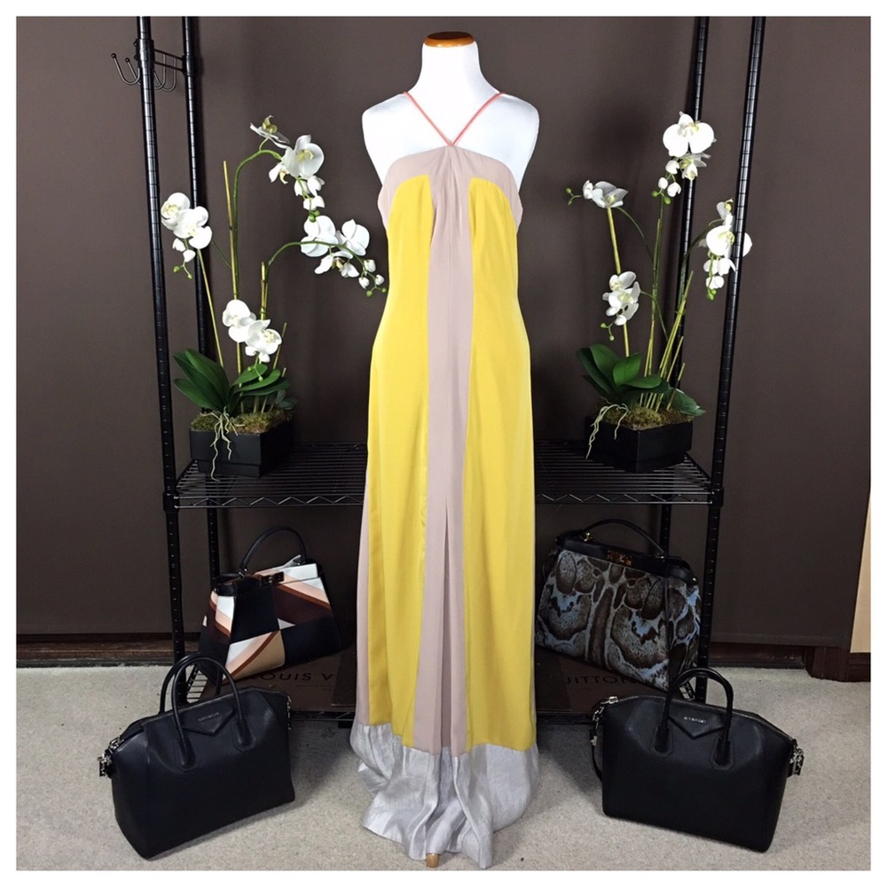 SACHIN & BABI YELLOW BEIGE COLOR BLOCK DRESS - Picture 7 of 7