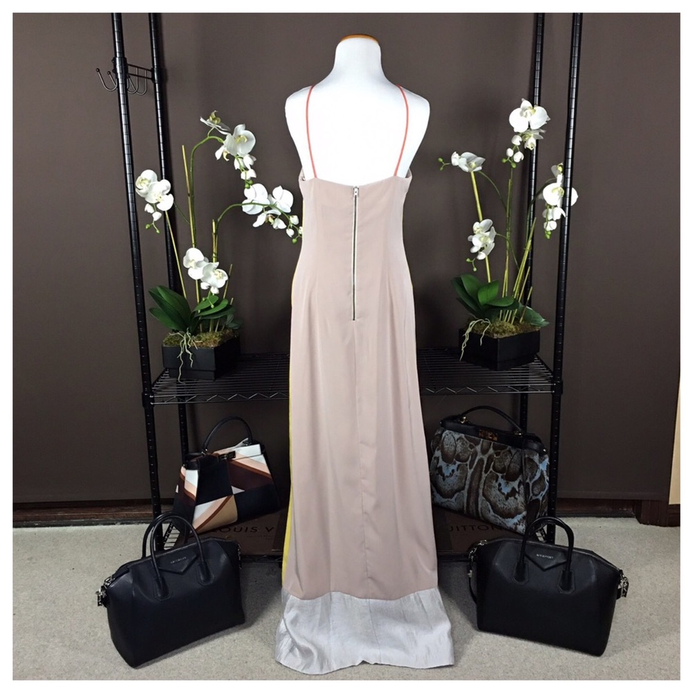 SACHIN & BABI YELLOW BEIGE COLOR BLOCK DRESS - Picture 2 of 7