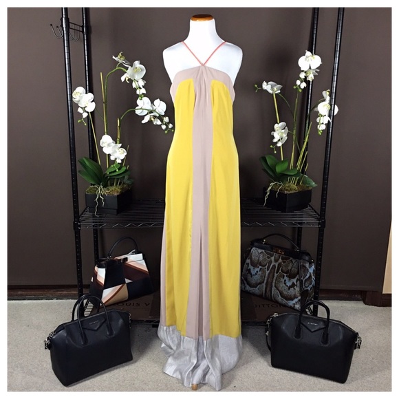 SACHIN & BABI YELLOW BEIGE COLOR BLOCK DRESS - Picture 7 of 7