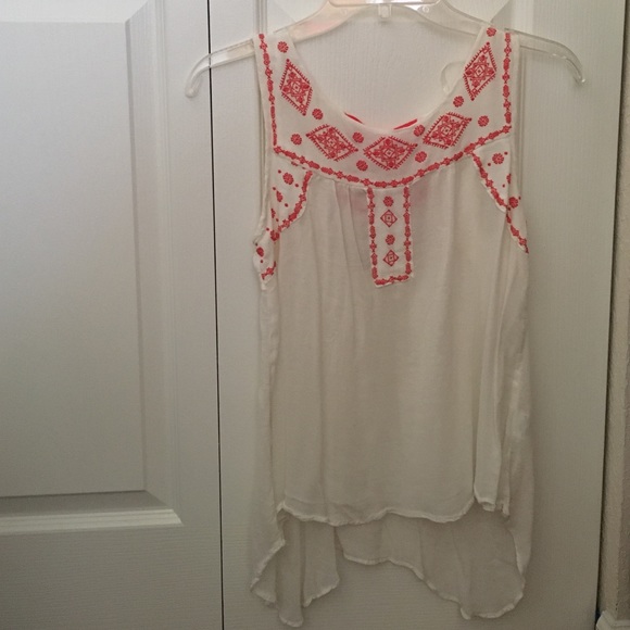 White and pink tribal tank top