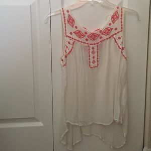 White and pink tribal tank top